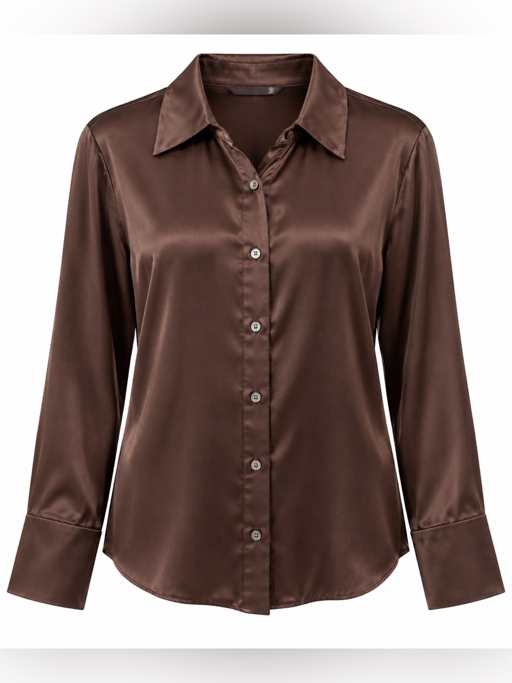 Banana Republic 100% silk chocolate brown button down, large